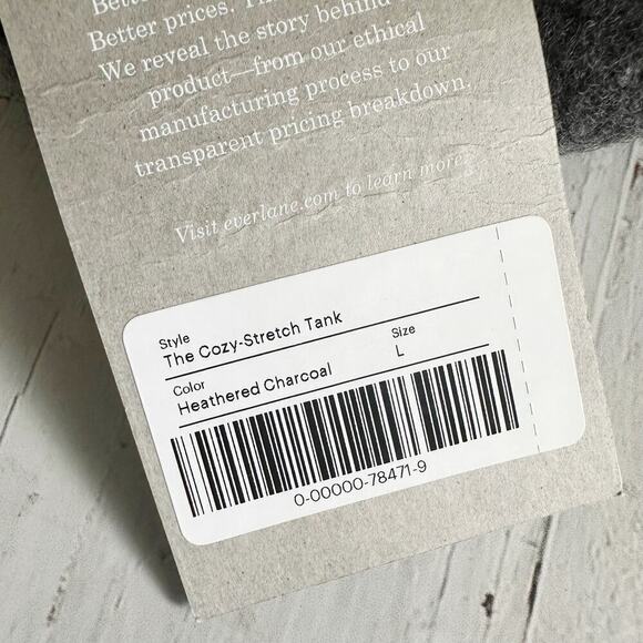 Everlane The Cozy Stretch Tank Wool Yak Blend Size Large Heathered Charcoal - Picture 4 of 7
